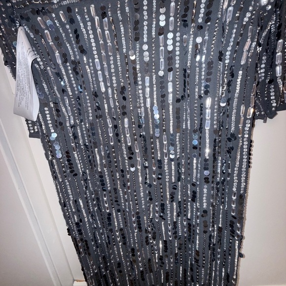 NWT | Mac Duggal 93590A Coal Embellished Neck Long Sleeve Fitted Dress Size 10 - Picture 11 of 12